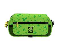 Grafoplás 37546420. Three Compartments School Pencil Case with Flap, Green, Moon Collection, Size: 23 x 10 x 10 cm
