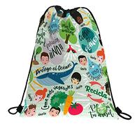 Grafoplás 37610595. Flat Backpack Bag Strings, Outer Pocket, 36x47cm, Green Collection, Revolution, multicoloured, 36x47cm, School