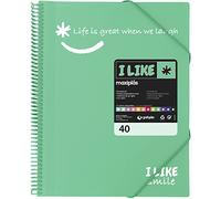 Grafoplás 39224026. Folder of 40 Sleeves, A4, Spiral, Mint Green, Polypropylene, I Like Smile