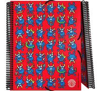 Grafoplás 39822432. A4 Pocket Folder with Spiral, Katuki Saguyaki Collection, Bull, Rigid Polypropylene, Elastic Closure, 30 Transparent Pockets, Includes Envelope with Textile Closure