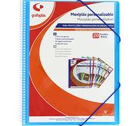Grafoplás 39842030 Maxiplas Customisable Spiral Binder, 20 Transparent Covers, Blue, 30.8 x 24 x 14