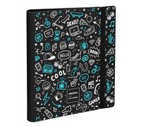 Grafoplas - 4 Ring Binder A4 with Refill, Dividers, Planner, Stickers and Envelope, Black, Carpebook Polyfoam Unequal Pop Up Design, Resistant and Ultralight, 360 Opening