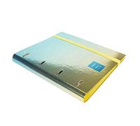 Grafoplás 4 Ring Binder Square 5x5 90g A4 Metallic Water Green Metal Finish with Dividers and Clear Envelope Carpebook