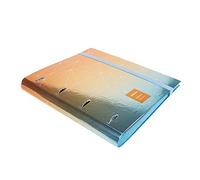 Grafoplás | 4 Ring Binder Squared 5x5 90g A4 Metallic Orange Metal Finish with Dividers and Clear Envelope Carpebook
