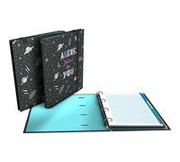 Grafoplás | 4 Ring Binder with Refill | A4 | Includes 100 Grid Sheets 5x5 | Dividers | Transparent Envelope | Elena Corredoira | Aliens | Carpebook | FSC