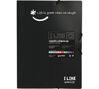 Grafoplás 4800810. School Folder Three Flaps and Rubbers, Black, Folio Size, Rubber Closure, Opaque Polypropylene, Like