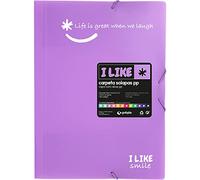 Grafoplás 4800869. School Folder Three Flaps and Rubbers, Lavender Colour, Folio Size, Rubber Closure, Opaque Polypropylene, Like
