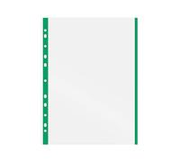 Grafoplás 5501020 Box of 100 Transparent Multi-Drill Pockets, A4, Green, 11 Holes, Polypropylene, Extra Glass, for Ring Binder
