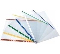 Grafoplás 5501030 Box of 100 Transparent Multi-Drill Pockets, A4, Blue, 11 Holes, Polypropylene, Extra Glass, for Ring Binder
