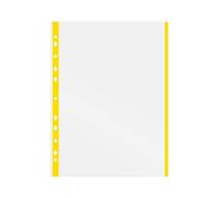 Grafoplás 5501060 Box of 100 Transparent Multi-Drill Pockets, A4, Yellow, 11 Drills, Extra Glass Polypropylene, for Ring Binder