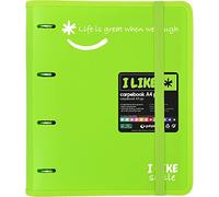 Grafoplás 88101821. 4 Die-Cut Ring Binder with Refill, A4, Green, Semi-Rigid Polypropylene, Includes Dividers, Carpebook Like