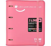 Grafoplás 88101853. 4 Die-Cut Ring Binder with Refill, A4, Light Pink, Semi-Rigid Polypropylene, Includes Dividers, Carpebook Like