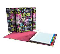 Grafoplás 88102617 Die-Cut 4-Ring Binder, A4, Refill 100 Sheets 5x5, Dividers, Transparent Envelope, Curved Spine, Carpebook, Diverse Collection, Cool