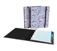 Grafoplás 88102627 Die-Cut 4-Ring Binder, A4, Refill 100 Sheets 5x5, Dividers, Transparent Envelope, Curved Spine, Carpebook, Epluche Collection, London