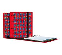 Grafoplás 88102632. 4 Die Cut Ring Binder, A4, Refill 100 Sheets 5x5, Dividers, Transparent Envelope, Curved Spine, Carpebook, Katuki Saguyaki Collection, Bull