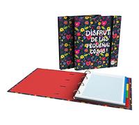 Grafoplás 88102662. Folder with Replacement, A4, 4 Rings, 100 5x5 Squared Sheets, Color Edge, Separators, Transparent Envelope, Curved Back, Carpebook, Be You Collection, Enjoy