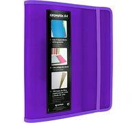 Grafoplás 88200035 A4 Violet Polypropylene 4-Ring Binder, with Side Flap, Refill of 100 Sheets, Dividers and Transparent Envelope, Multiline.