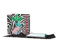 Grafoplás 88212640. 4 Ring Folder with Flap, A4, Rubber Closure, Includes Replacement and Separators, Carpeplus, Free Life Collection, Zebra