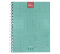 Grafoplás 88525436 A5 Hardcover Notebook, 90 Square, 5 mm, 90 g, Micro-Perforated with 4 Drills, Turquoise, Kuru Stationery Collection