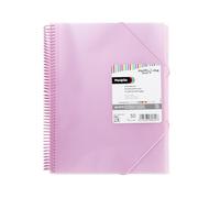 Grafoplás A4 Display Book | Light Pink | 50 Extra Polypropylene Sleeves | Flexible Plastic Cover | PVC Spiral | Multiline Maxiplas | Perfect as School and Office Supplies