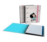 Grafoplas - A4 Folder with Die-Cut Rings with Refill and Dividers, Bird Mafalda Paper, 90 g Squared Sheets, 5 x 5 Colour Edge, Transparent Envelope, Carpebook, Perfect School Supplies
