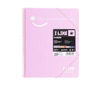 Grafoplás Spiral Bound Wallet A4 Light Pink 20 Pockets Polypropylene I Like Smile 39222053
