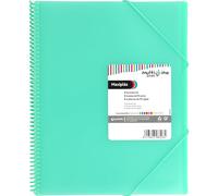 Grafoplás A4 Plastic Folder, 50 Transparent Sleeves, Mint Green, Extra Polypropylene, PVC Spiral, Multiline Maxiplas, Perfect School and Office Supplies