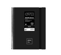 Grafoplas | A4 Plastic Sleeve Folders | 20 Transparent Linings | Rigid Polyfoam Covers | Durable and Ultralight | Black | PVC Spiral | Minimal Uniqual | Perfect for Documents
