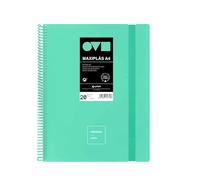 Grafoplas | A4 Plastic Sleeve Folders | 20 Transparent Linings | Rigid Polyfoam Covers | Durable and Ultralight | Mint Colour | PVC Spiral | Minimal Uniqual | Perfect for Documents