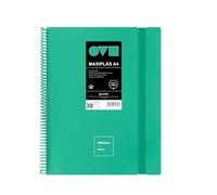 Grafoplas | A4 Plastic Sleeve Folders | 30 Transparent Linings | Rigid Polyfoam Covers | Durable and Ultralight | Turquoise | PVC Spiral | Minimal Uniqual | Perfect for Documents