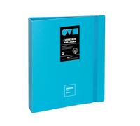 Grafoplas | A4 Ring Binder | 4 D Rings 40 mm | Minimal Unequal | Pastel Blue | 360 Opening | Durable and Ultralight | Polyfoam | Recyclable | Perfect for Archiving School Documents