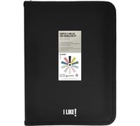 Grafoplas - A4 Ring Binder with A4+ Zippers, Black, 4 Rings 25 mm, Includes Plastic Compressor, Like Stationery Collection, Polypropylene Material, Perfect School Supplies