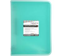 Grafoplás A4+ Zip Ring Binder - Mint Pastel, Multiline, 4 Mixed Rings 25 mm, Vertical Ruled Polypropylene Cover, Extra Capacity for Sheets of Paper, Folio Format
