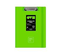 Grafoplas | Clipboard with Clip A4 + | Cover and Rubber Closure | Green | Minimal Unequal | Curved Spine Opening 360 | Durable and Ultralight | Metal Clip | Polyfoam | Recyclable | Ideal in Offices