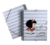 Grafoplas - Folder A4 Plastic Sleeves, Flexible Covers, Spiral PVC, 30 Polypropylene Linings, Mafalda Boat, Maxiplas, Perfect School Supplies for Archiving Documents