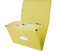 Grafoplas - Folder Folder Bellows, Foolscap Size, Yellow, 13 Positions, Semi-Rigid Poly Opaque, Includes Label for Viewers, Perfect File Folder for School and Office Documents