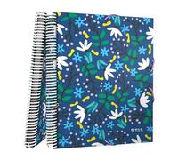 Grafoplás Folder Made of Plastic A4, Flexible Cover, Spiral Made of PVC, 30 Polypropylene Inserts, Blue Garden by Elena Corredoira, Maxiplas, Perfect School Material
