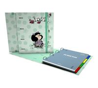Grafoplas - Folder Rings A4 Mafalda Kiss with Refill + Dividers + Planner + Stickers + Transparent Envelope, Carpebook, Perfect for Students