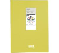 Grafoplas - Folder with Clear Polyplas Sleeves, Yellow, 30 Pockets Extra Polypropylene Folio Size, Flexible Cover, Perfect School and Office Supplies