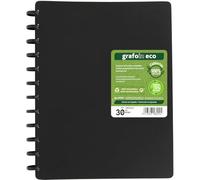Grafoplas Folder with Removable Sleeves in ECO A4 | 30 Extra Smooth Polypropylene Linings 70% Recycled | Rigid Covers 100% Recycled | Allows Interleaving and Replacement Plastic Sleeves Easily