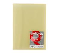 Grafoplas I Folder with Plastic Sleeves I 20 Transparent Sleeves I Folio Size Yellow Soft I Series Poliplas Translucent I Made in Spain I Large Storage Capacity