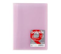 Grafoplas I Folder with Plastic Sleeves I 50 Transparent Sleeves I Size DIN A4 Pink Soft I Series Poliplas Translucent I Made in Spain I Large Storage Capacity