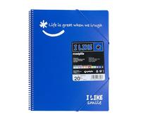 Grafoplás I Like Smile 39222030 A4 Spiral Folder 20 Pockets Blue PP