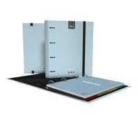 Grafoplas Kuru - 4 Ring Binder A4 with Refill, School Pack Complete with Dividers + Planner + Stickers + Transparent Envelope, Hard Cover FSC, Scratch-Resistant Laminated, Soft Blue