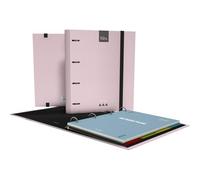 Grafoplas Kuru - 4 Ring Binder A4 with Refill, School Pack Complete with Dividers + Planner + Stickers + Transparent Envelope, Hard Cover FSC, Scratch-Resistant Laminated, Soft Pink