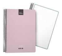 Grafoplas - Kuru A4+ Micro-perforated Notebook, 120H Squared 5 mm 90 g Colour Edge, Plastic Cover, Pink