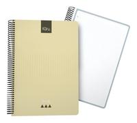 Grafoplas - Kuru A4+ Micro-perforated Notebook, 120H Squared 5 mm 90 g Colour Edge, Plastic Cover, Yellow