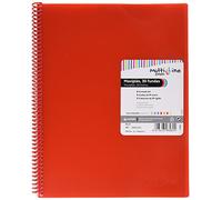 Grafoplás Multiline Maxiplás Spiral Folder with 30 Transparent A4 Sleeves Red PVC Spiral Binding Polypropylene Cover Rubber Bands with Closure