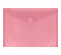 Grafoplas - Pack of 10 Folders Plastic Envelopes, Adhesive Textile Closure, Folio Plus Size, Light Pink, Multiline, 33.5 x 24 cm, Transparent Striped Glass Polypropylene, Perfect for Protecting