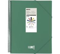 Grafoplas - Plastic A4 Folders, Maxiplas Like, Dark Green, 50 Transparent Sleeves, PVC Spiral, Perfect for Filing School and Office Supplies